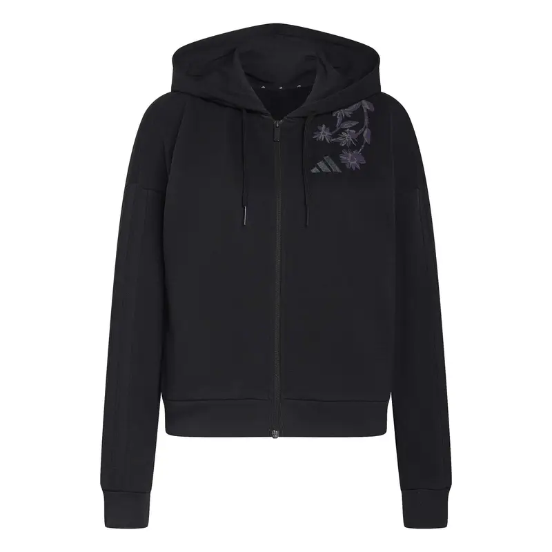 Felpa con cerniera a cappuccio da donna adidas Essentials Noir