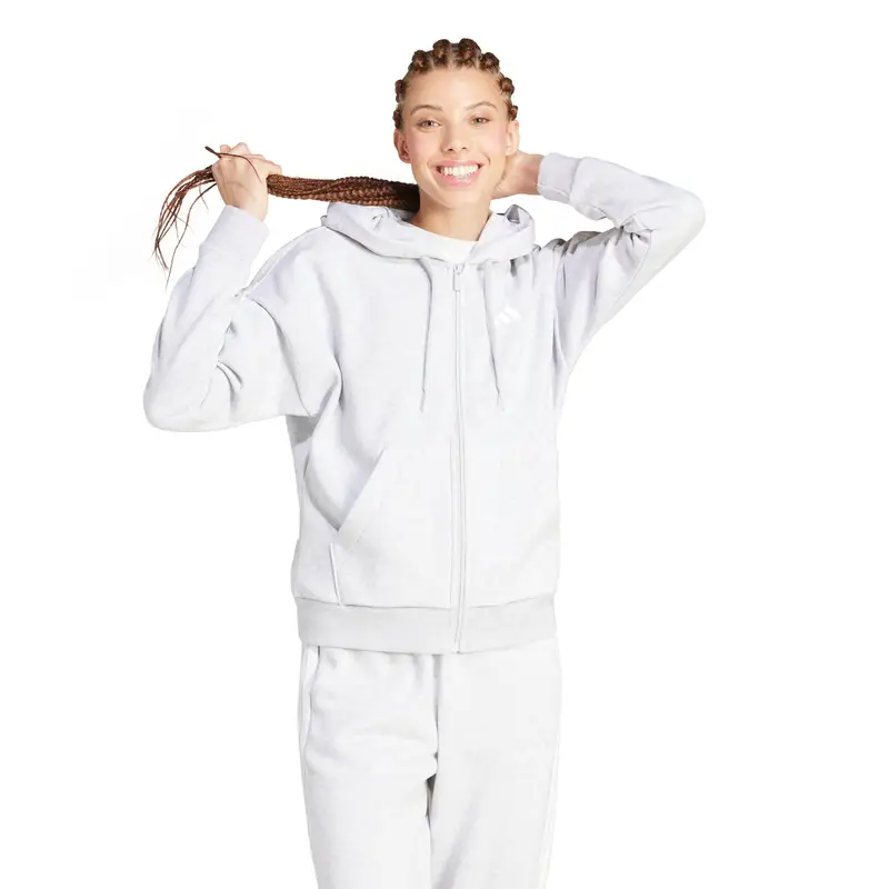 Felpa con cerniera a cappuccio da donna adidas Gris