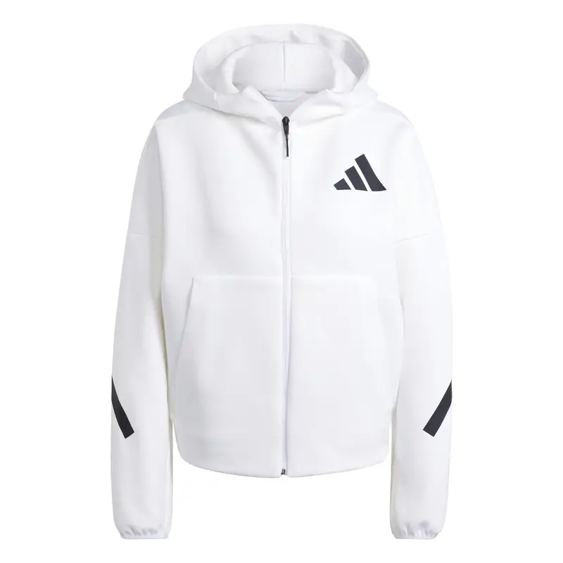 Felpa con cerniera a cappuccio da donna adidas Z.N.E Blanc