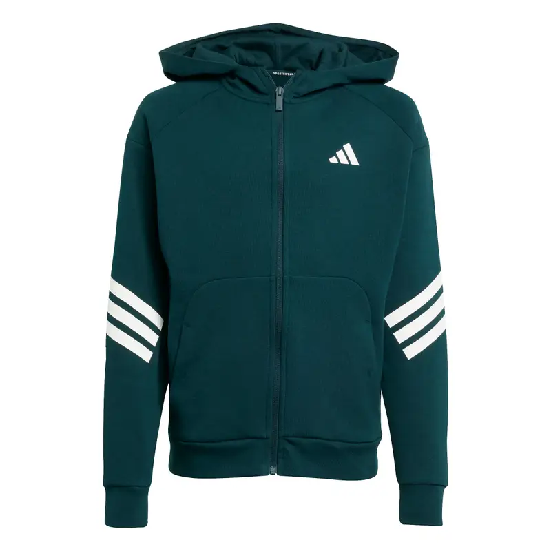 Felpa con cerniera a cappuccio per bambini adidas Future Icons 3-Stripes Vert