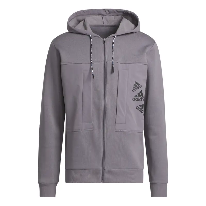 Felpa con zip integrale adidas Essentials BrandLove Gris