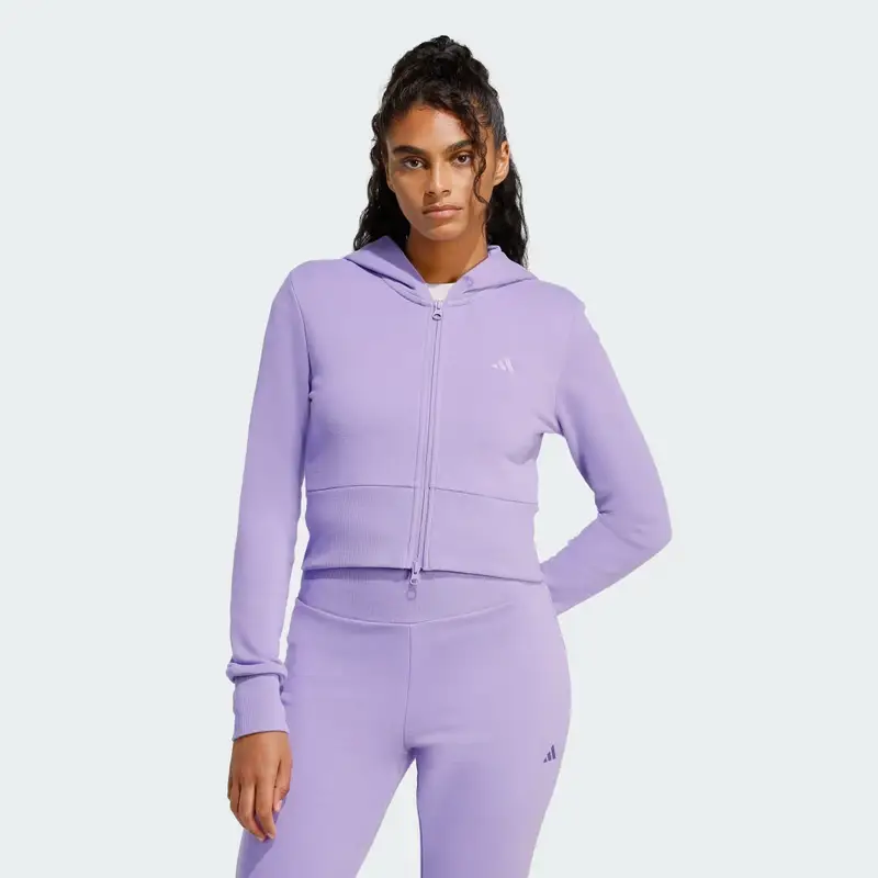 Felpa con zip intera in spugna francese Essentials stagionali Magic Lilac