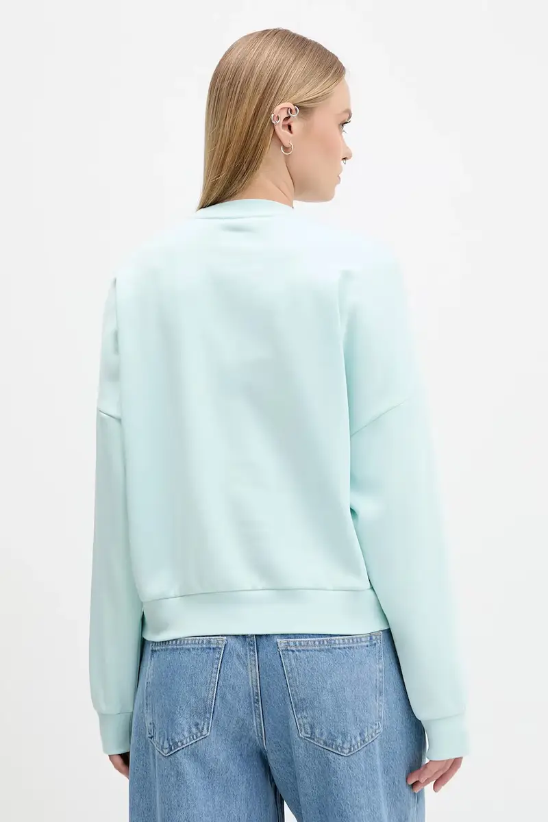 felpa Cozy donna colore turchese con applicazione JM1792 miniatura 3