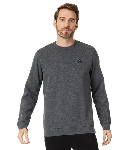 adidas Felpa da uomo Essentials in pile, Grigio scuro/Nero, Medium