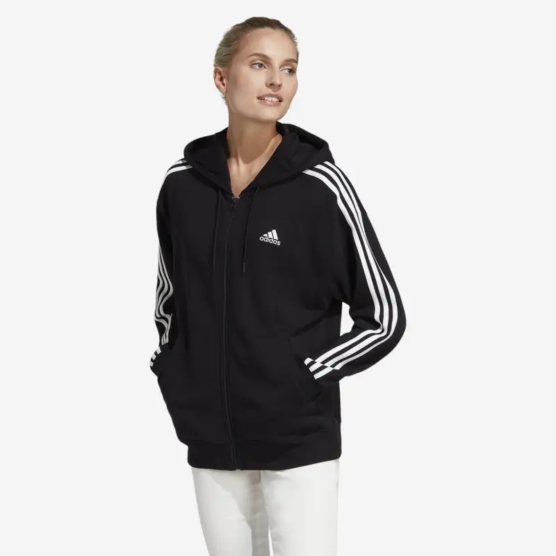 Felpa donna fitness Adidas 100% cotone con cappuccio nera | Adidas Nero