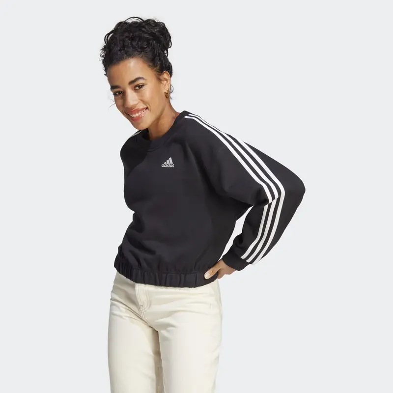 Felpa Essentials 3-Stripes Crop | Adidas Nero