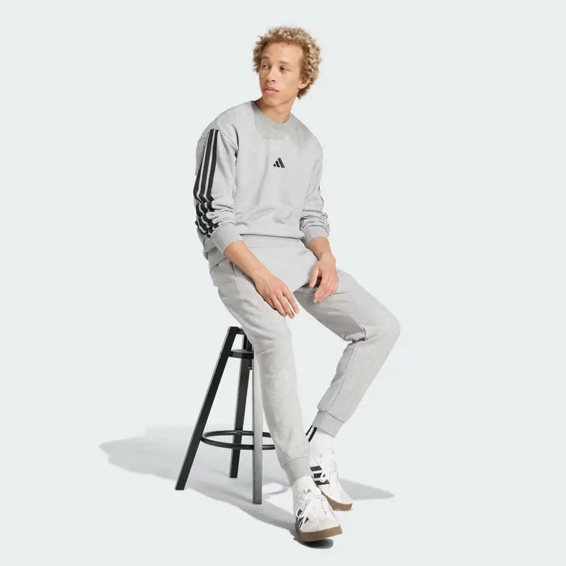 Felpa Essentials 3-Stripes French Terry Medium Grey Heather miniatura 3