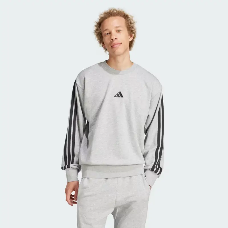 Felpa Essentials 3-Stripes French Terry Medium Grey Heather