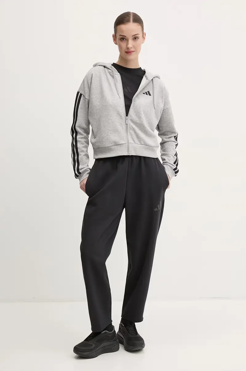 felpa Essentials donna colore grigio con cappuccio con applicazione JE0055 miniatura 2