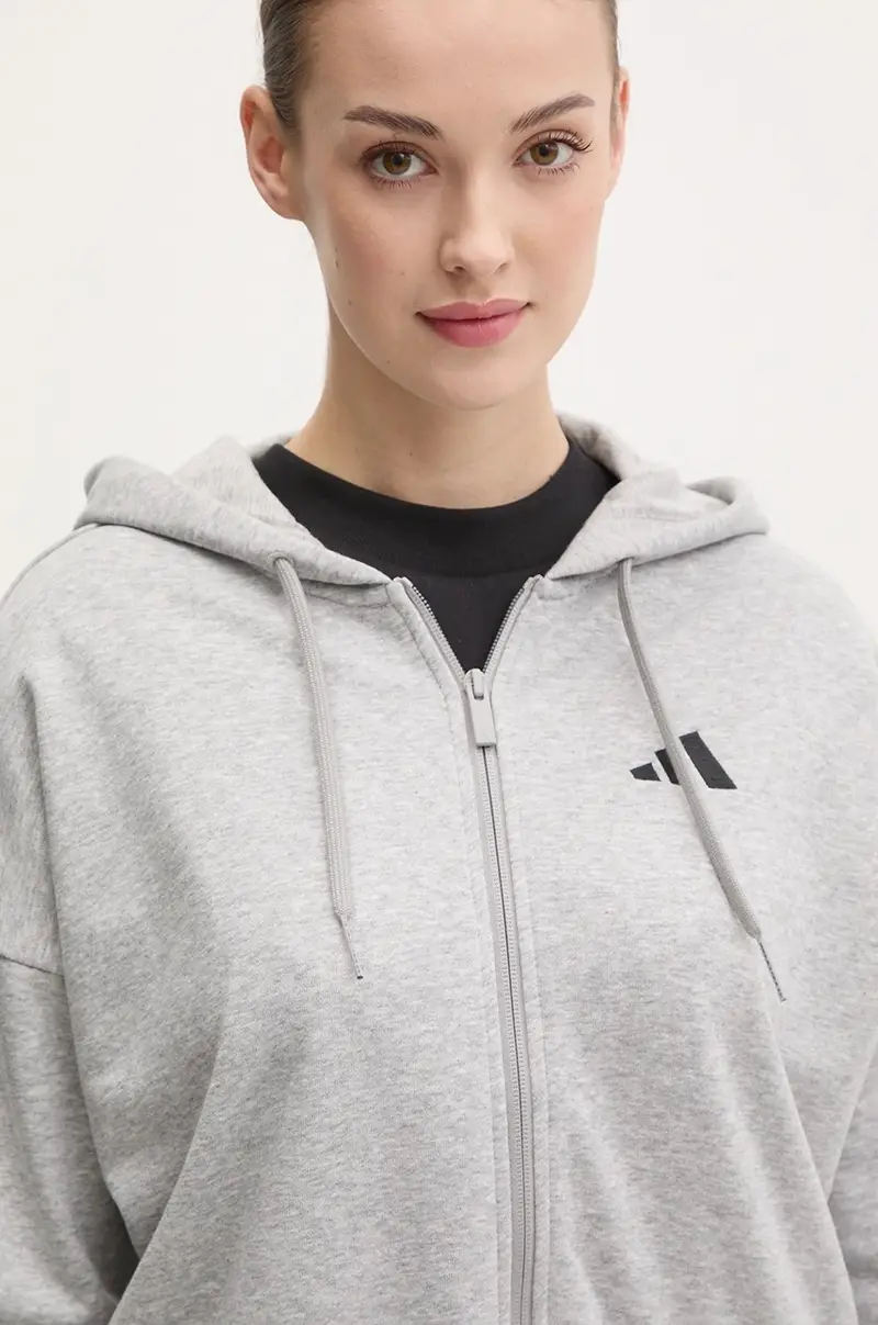 felpa Essentials donna colore grigio con cappuccio con applicazione JE0055 miniatura 4