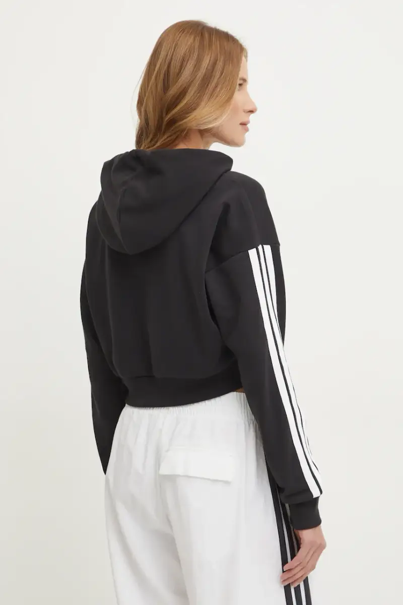 felpa Essentials donna colore nero con cappuccio con applicazione JE0017 miniatura 3