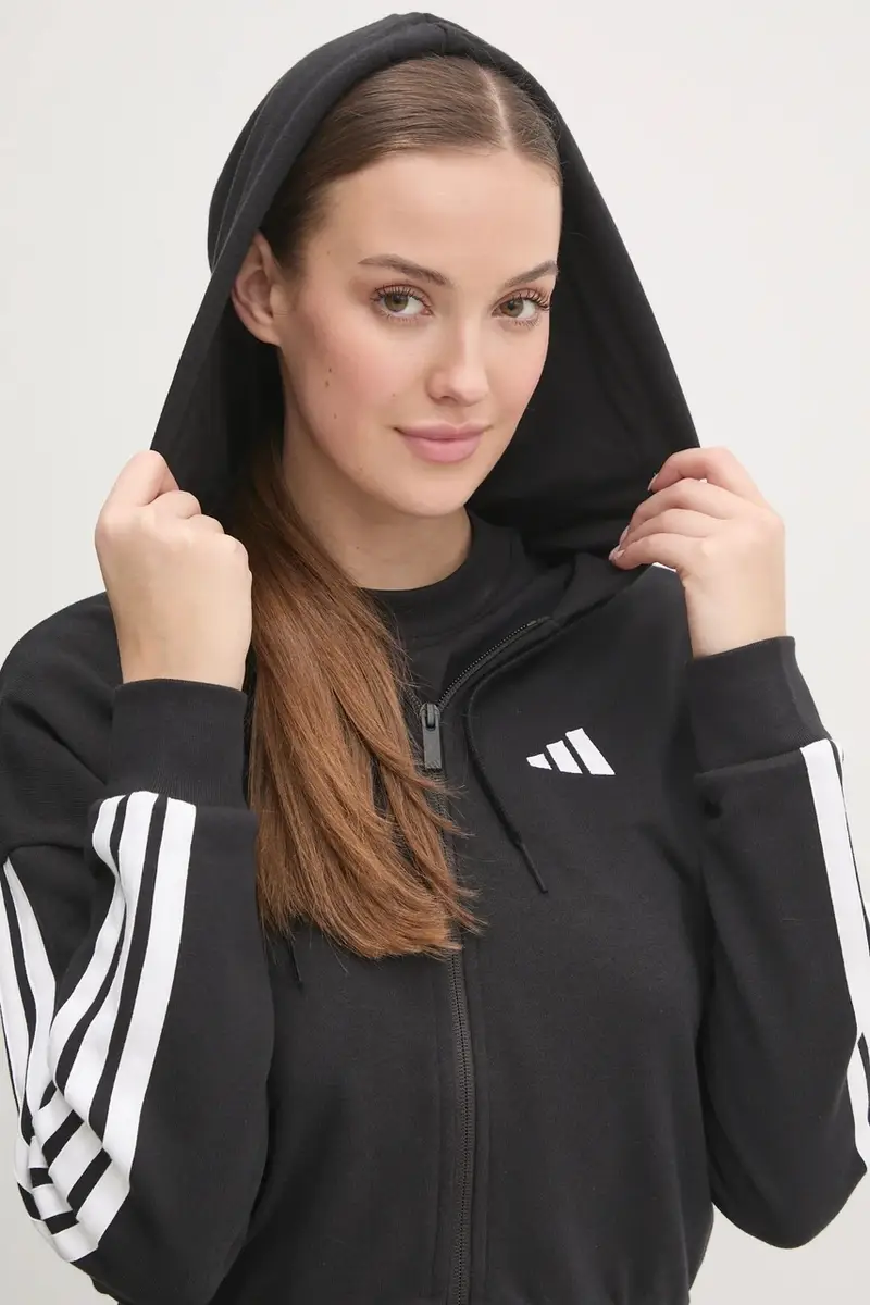 felpa Essentials donna colore nero con cappuccio con applicazione JE0052 miniatura 4