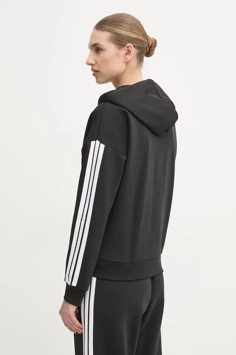 felpa Essentials donna colore nero con cappuccio con applicazione JE1283 miniatura 3