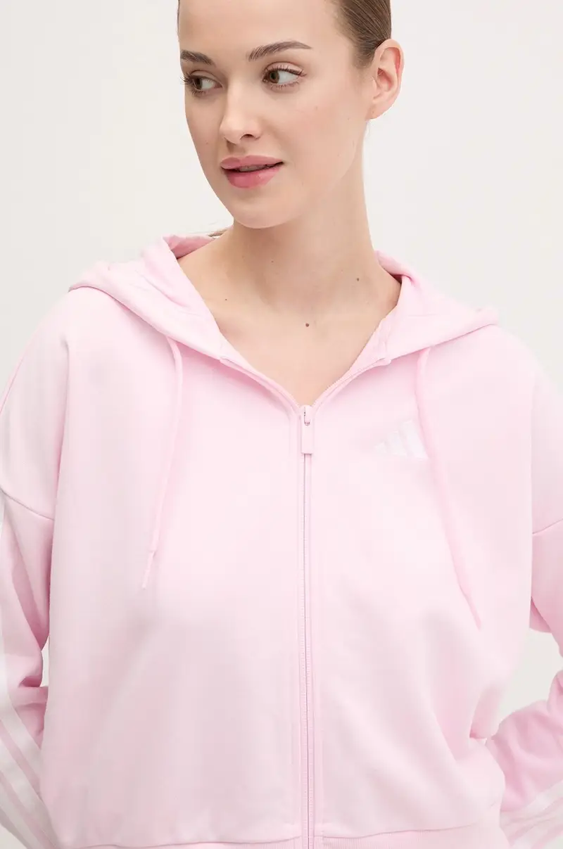 felpa Essentials donna colore rosa con cappuccio con applicazione IS6998 miniatura 4