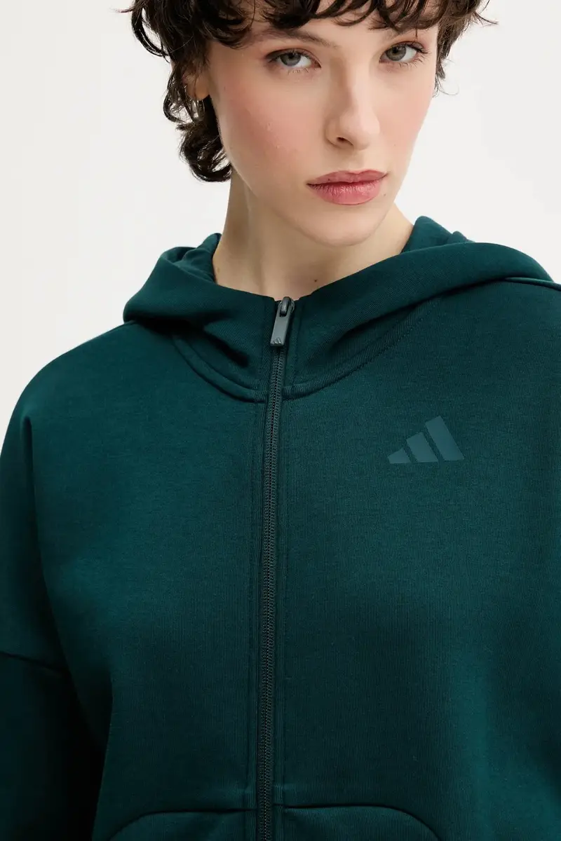 felpa Essentials donna colore verde con cappuccio JW7876 miniatura 5