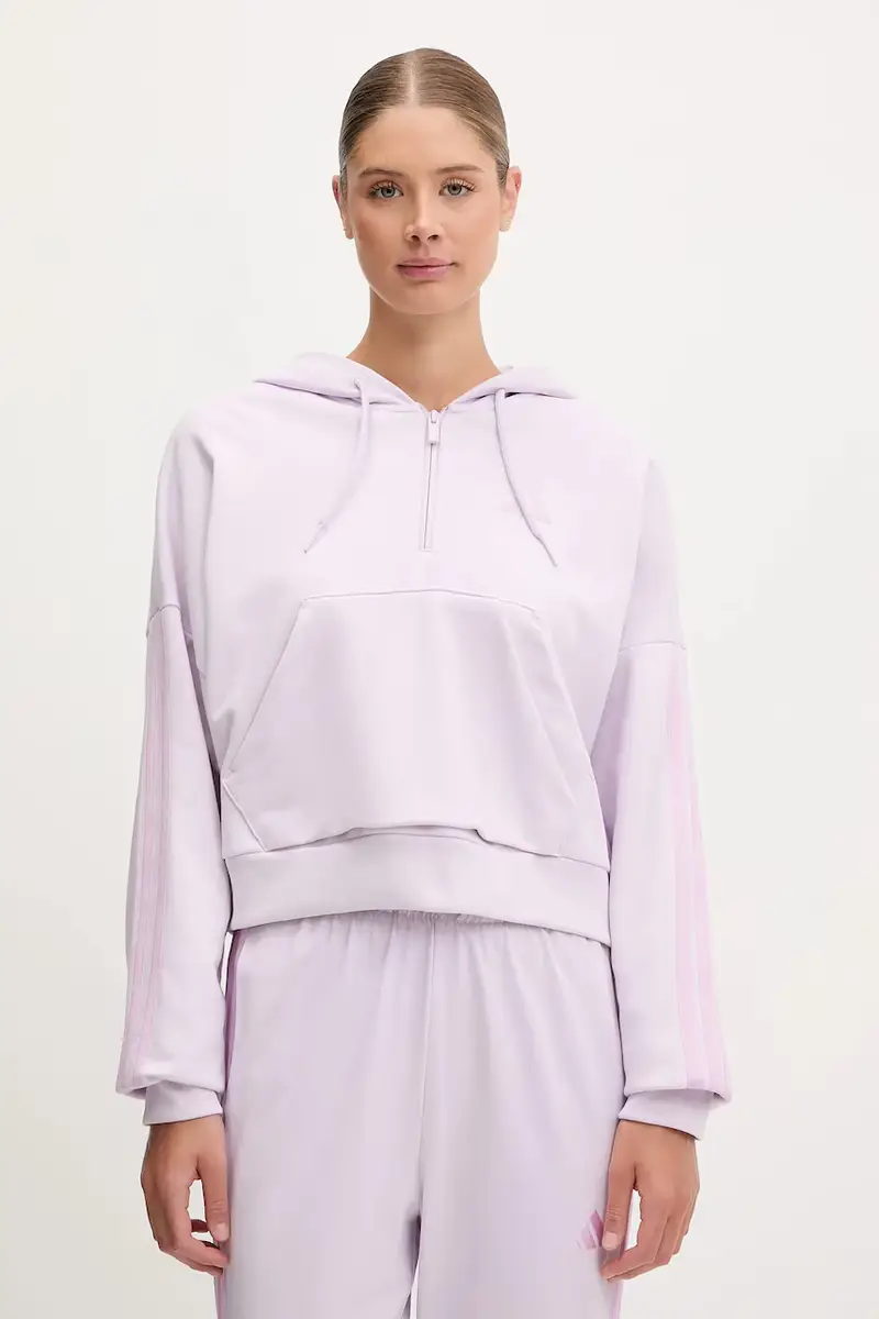 felpa Essentials donna colore violetto con cappuccio JN1947