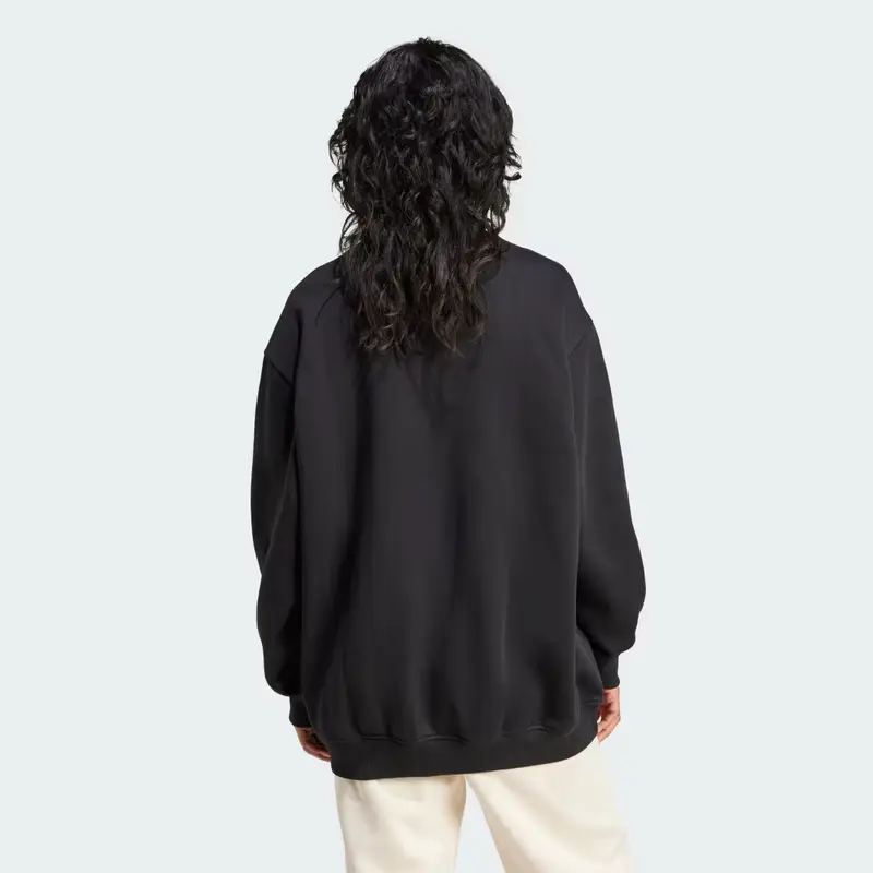 Felpa Essentials Fleece Long Oversized Crew Black miniatura 2