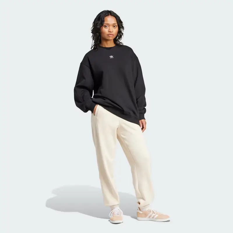 Felpa Essentials Fleece Long Oversized Crew Black miniatura 3