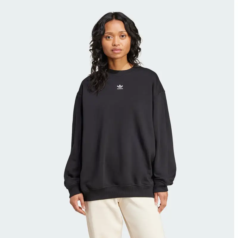 Felpa Essentials Fleece Long Oversized Crew Black