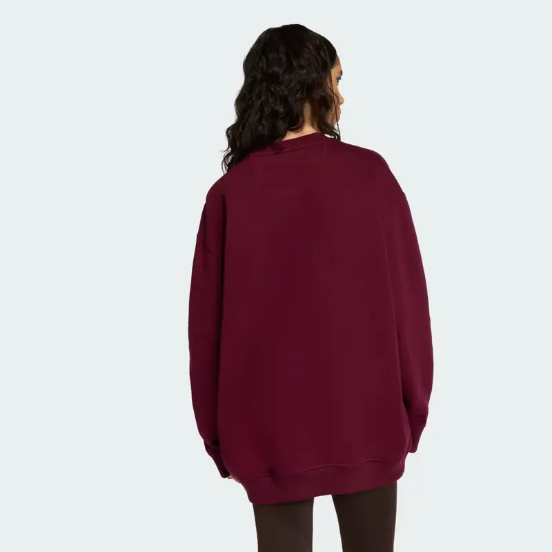 Felpa Essentials Fleece Long Oversized Crew Maroon miniatura 2