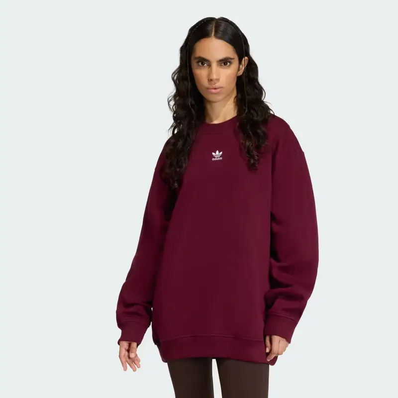 Felpa Essentials Fleece Long Oversized Crew Maroon