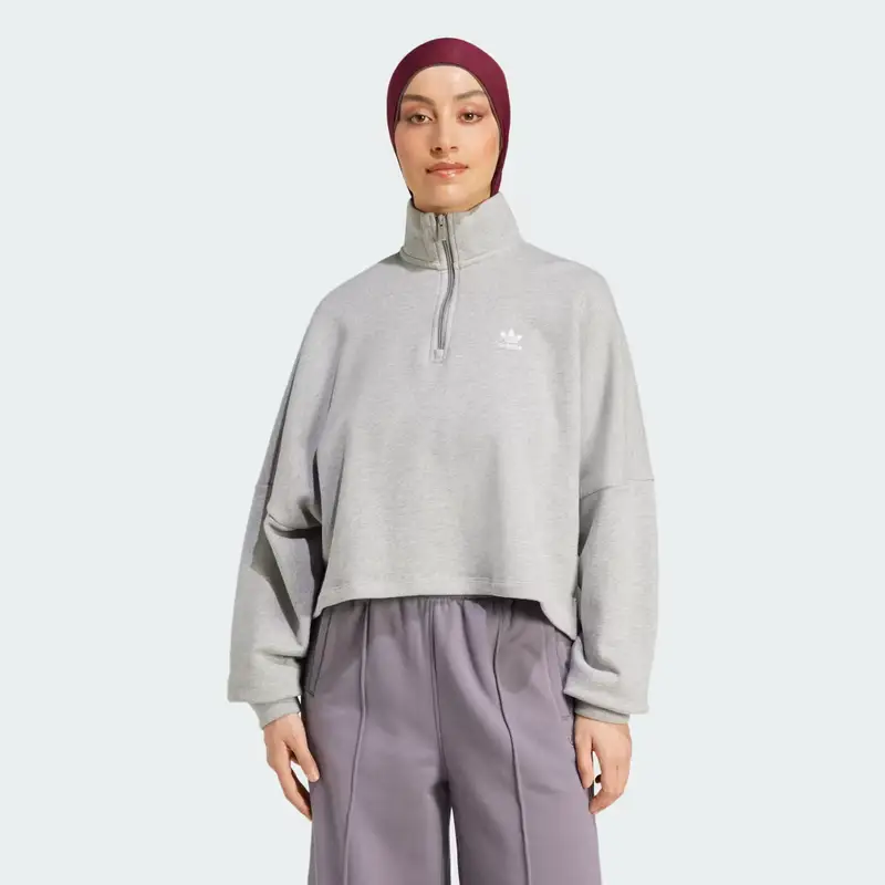 Felpa Essentials French Terry 1/2 Zip Medium Grey Heather
