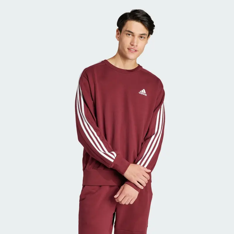 Felpa Essentials French Terry 3-Stripes | Adidas Rosso
