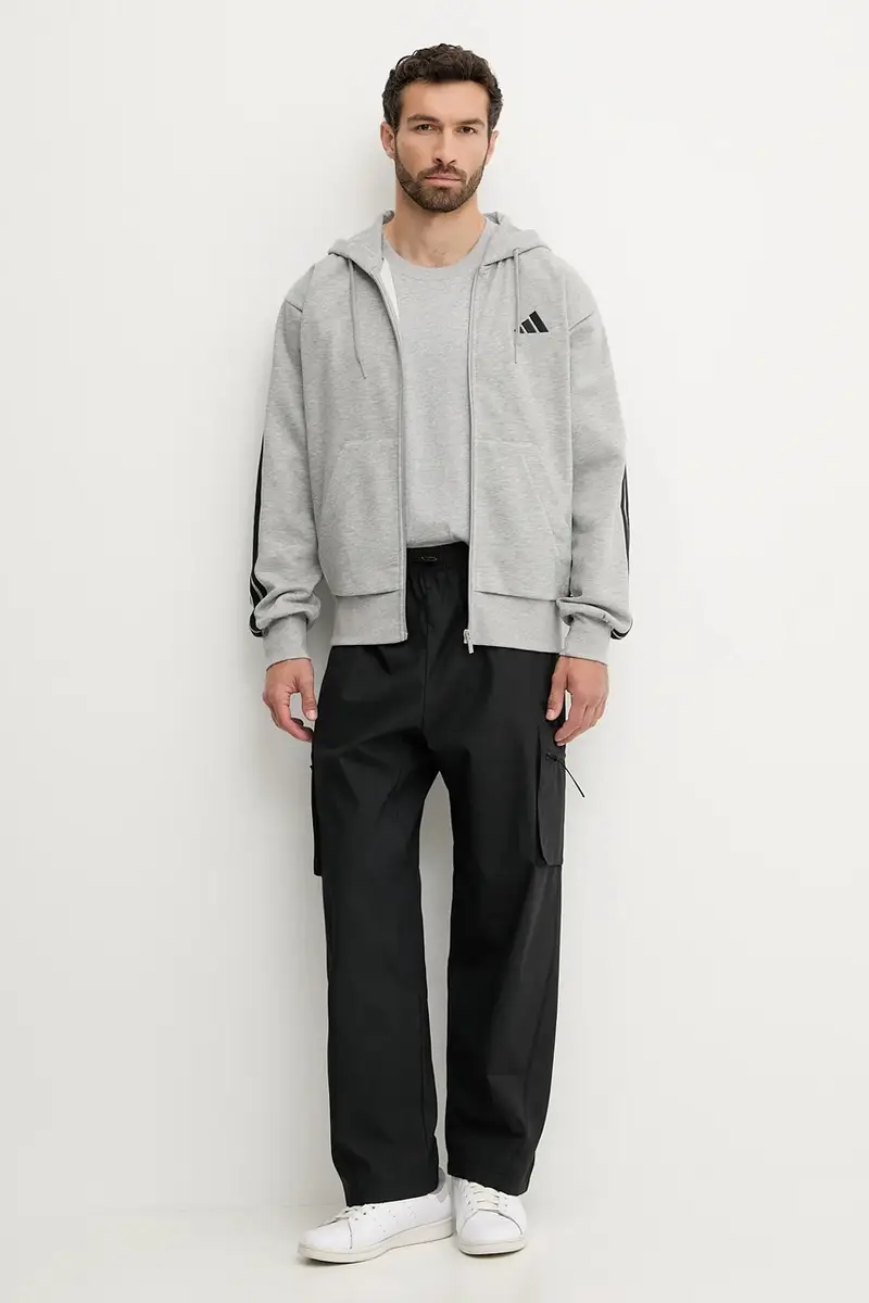 felpa Essentials uomo colore grigio con cappuccio con applicazione JD1865 miniatura 2