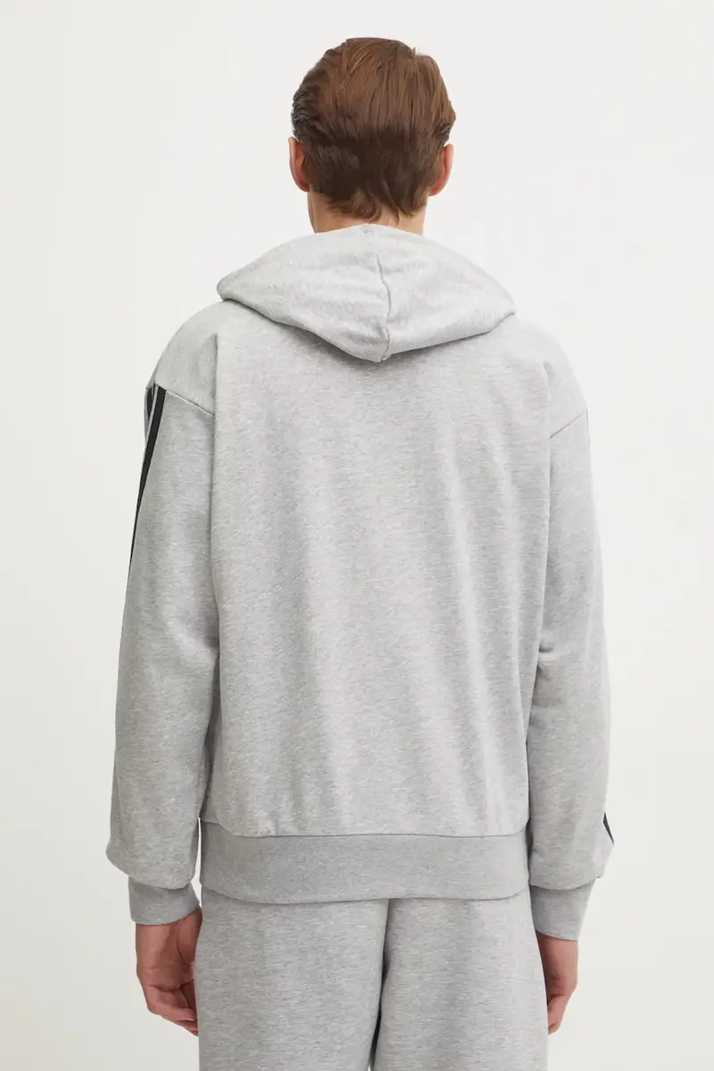 felpa Essentials uomo colore grigio con cappuccio con applicazione JD1871 miniatura 3