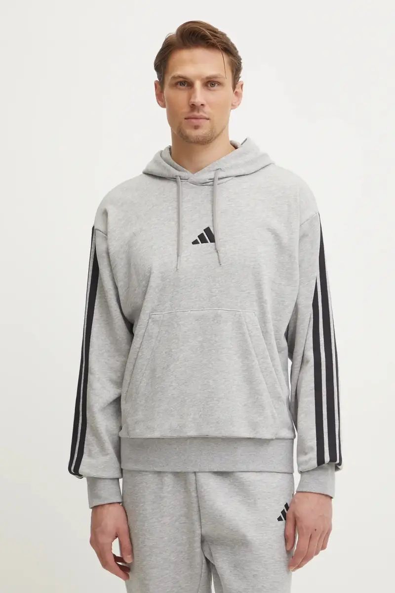 felpa Essentials uomo colore grigio con cappuccio con applicazione JD1871 miniatura 4