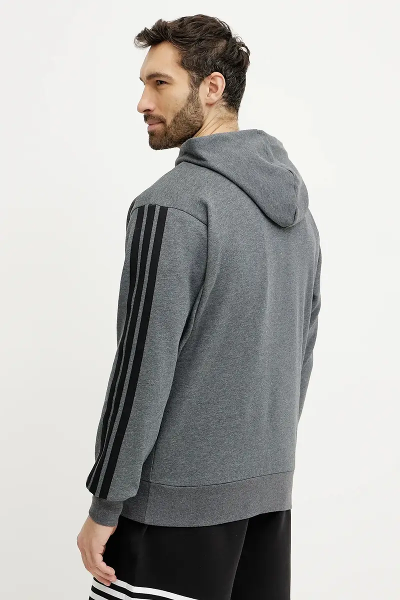 felpa Essentials uomo colore grigio con cappuccio con applicazione JW4308 miniatura 3