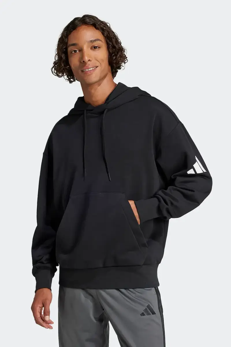 felpa Essentials uomo colore nero con cappuccio JF3587