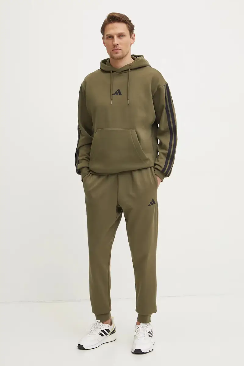 felpa Essentials uomo colore verde con cappuccio con applicazione JD1847 miniatura 2