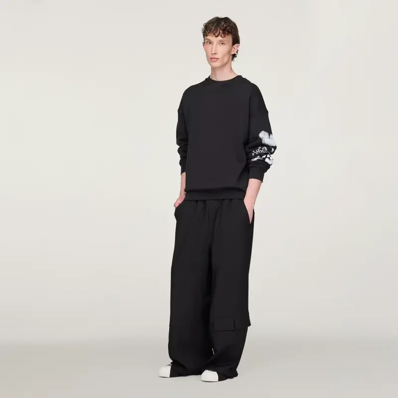 Felpa girocollo con grafica Y-3 Black miniatura 4