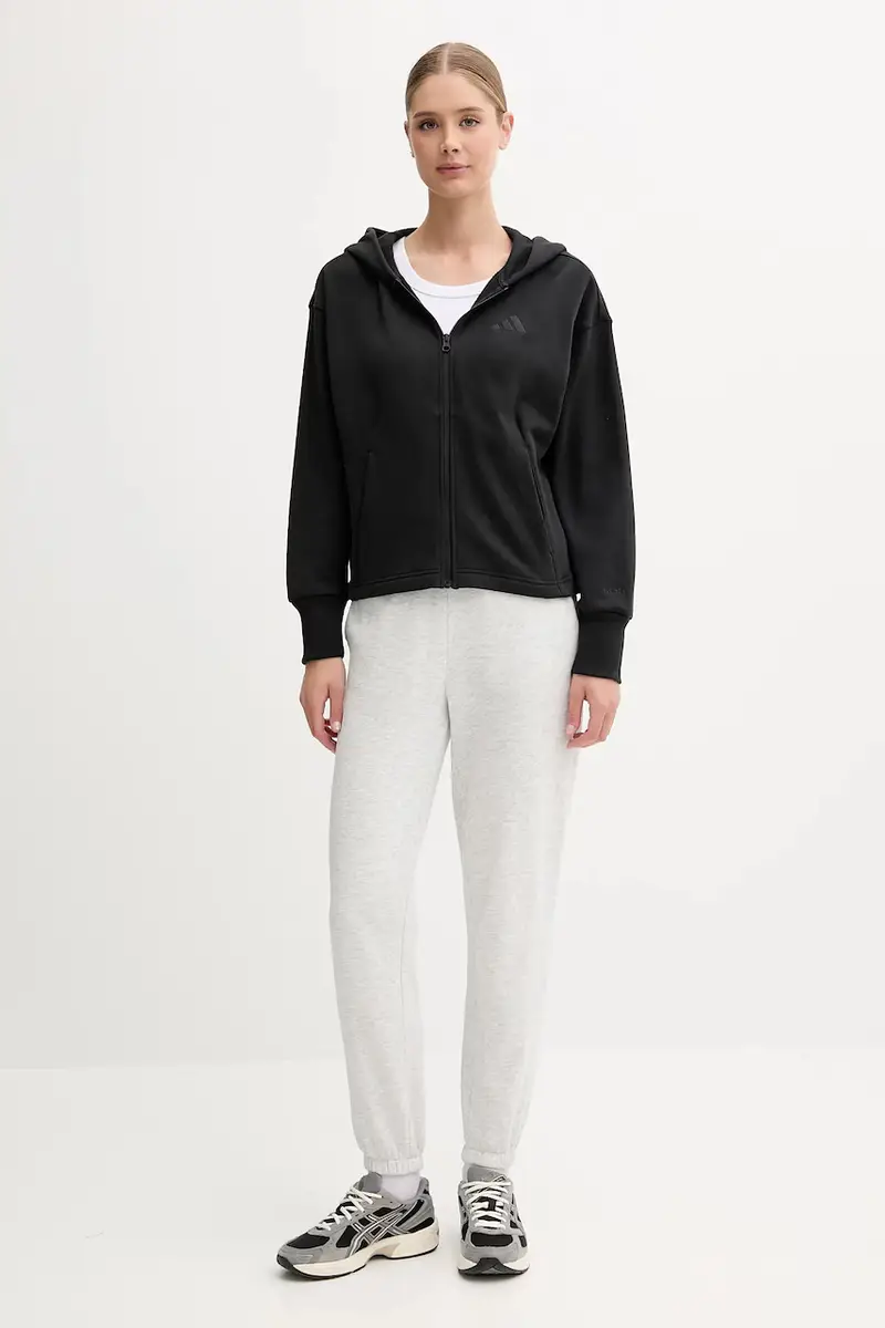 felpa in cotone All SZN donna colore nero con cappuccio con applicazione JJ1251 miniatura 2