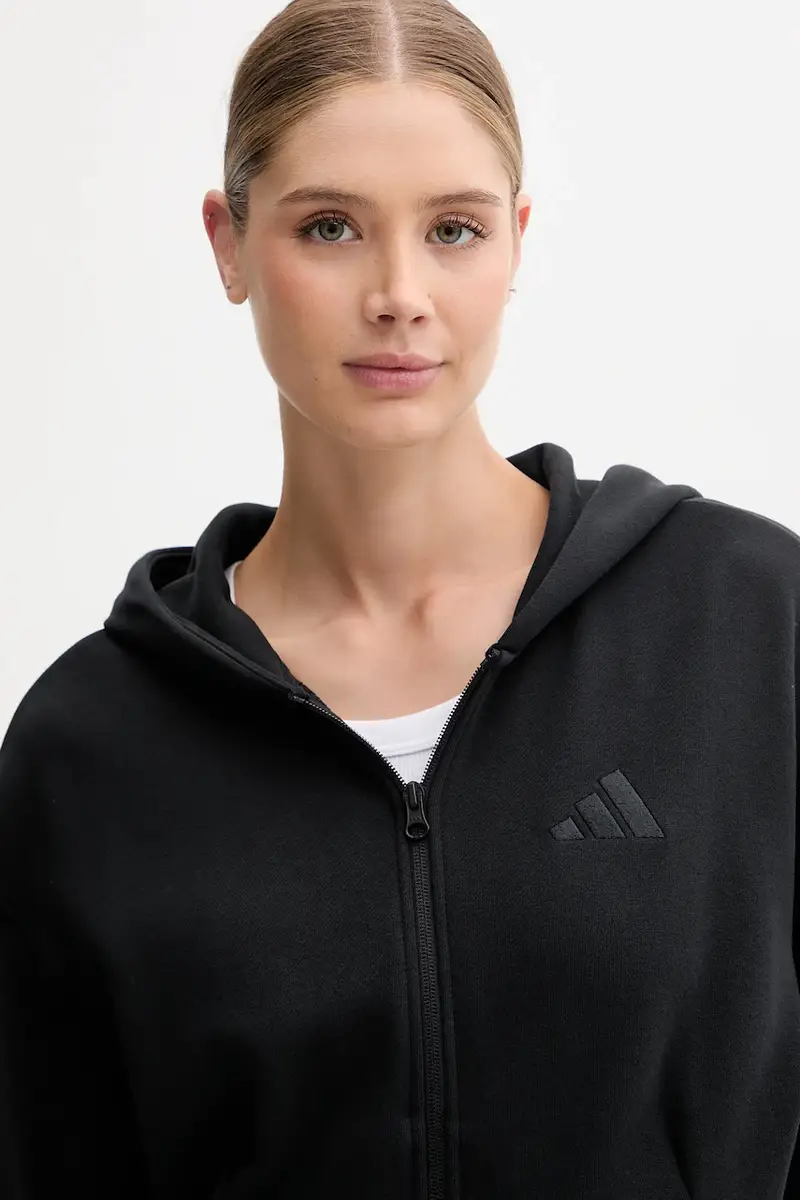 felpa in cotone All SZN donna colore nero con cappuccio con applicazione JJ1251 miniatura 4