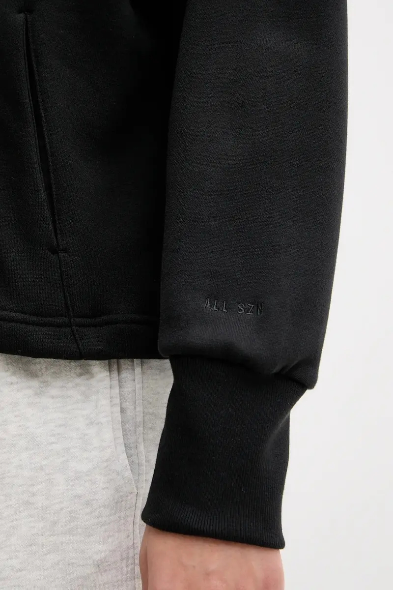 felpa in cotone All SZN donna colore nero con cappuccio con applicazione JJ1251 miniatura 5