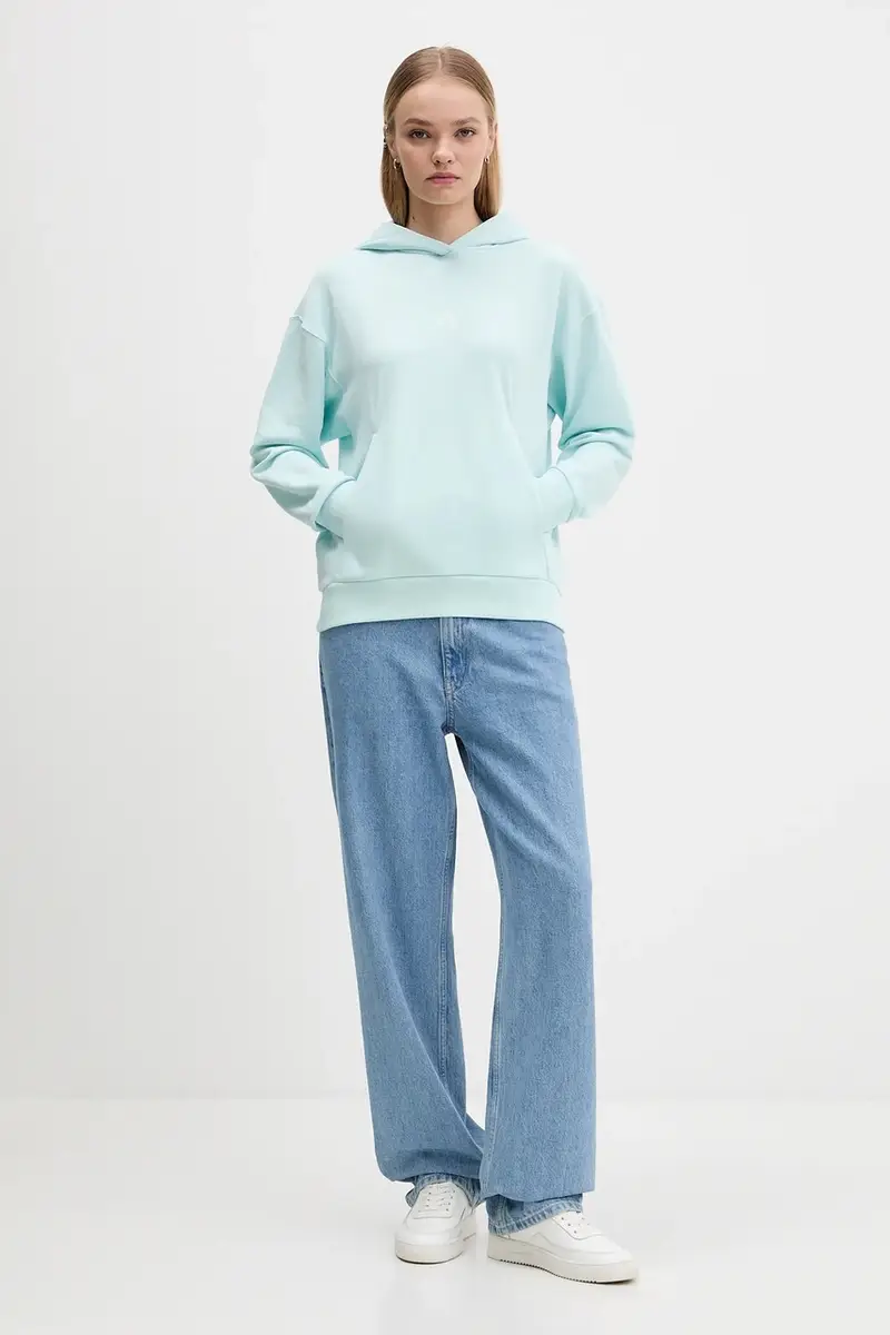 felpa in cotone All Szn French Terry donna colore turchese con cappuccio JV7347 miniatura 2