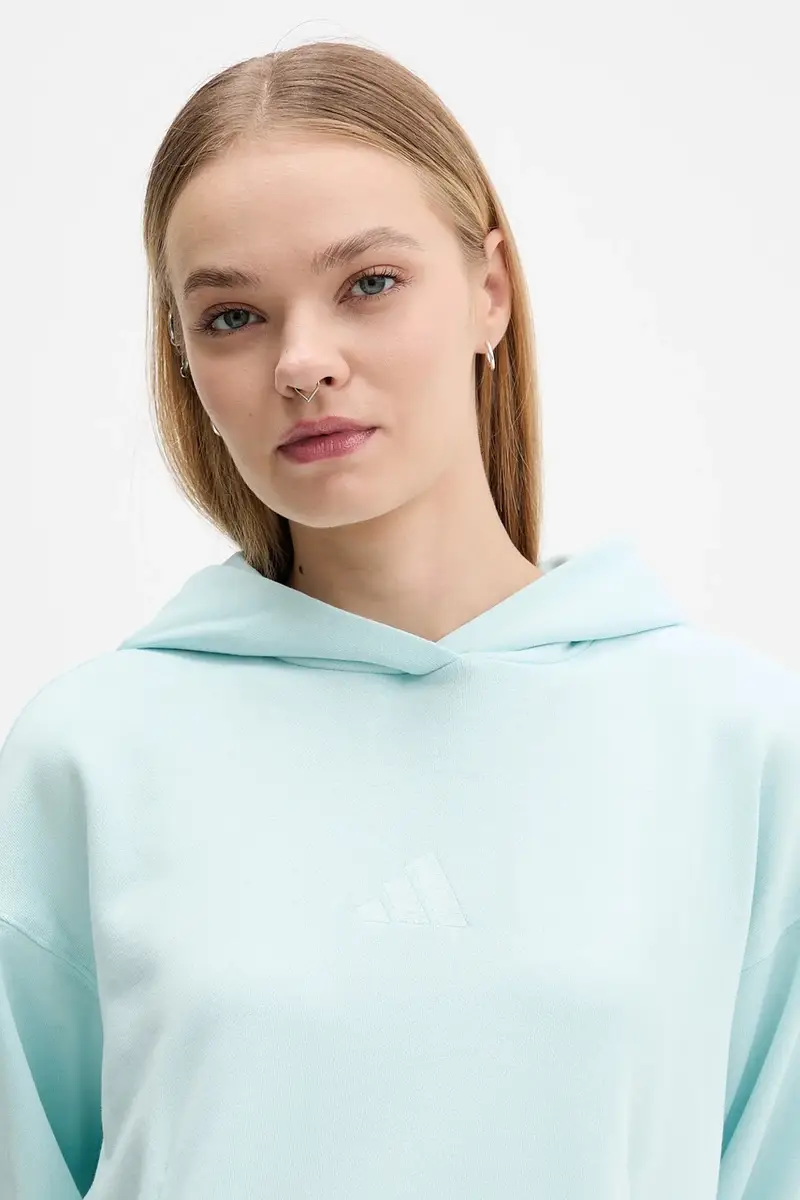 felpa in cotone All Szn French Terry donna colore turchese con cappuccio JV7347 miniatura 4