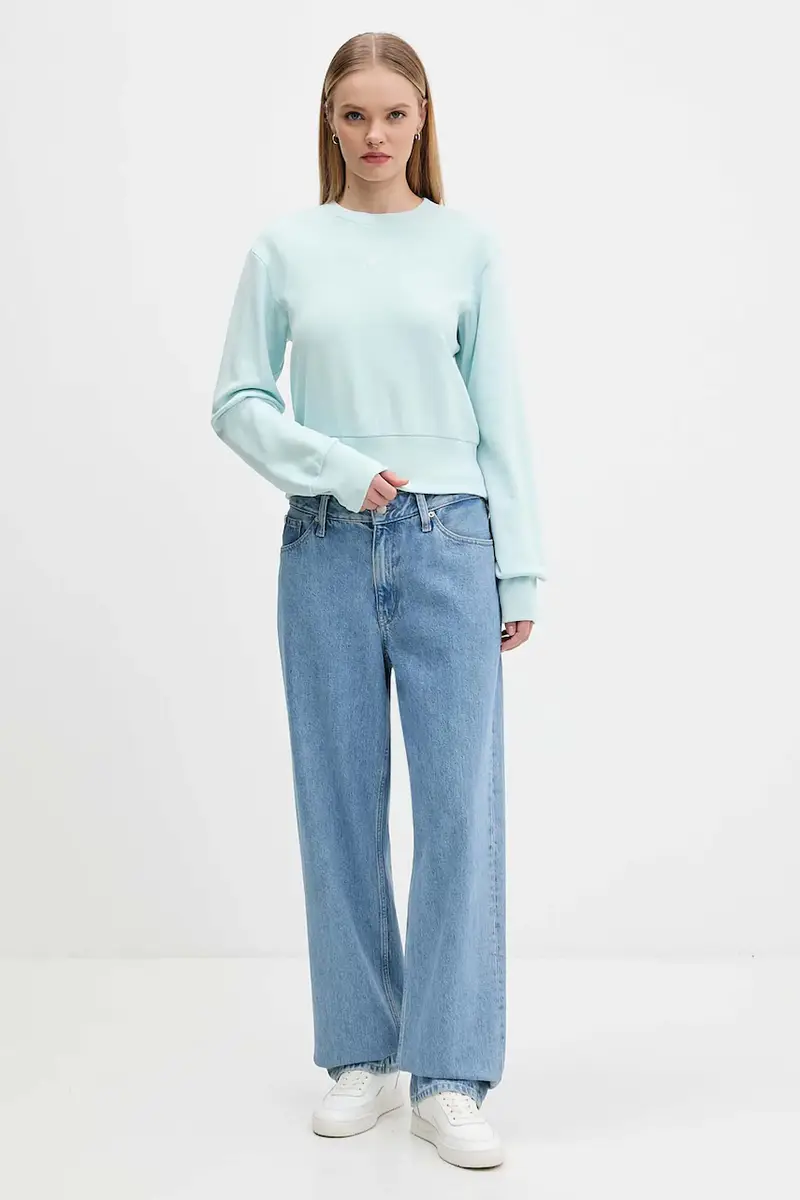 felpa in cotone All Szn French Terry donna colore turchese JV9820 miniatura 2