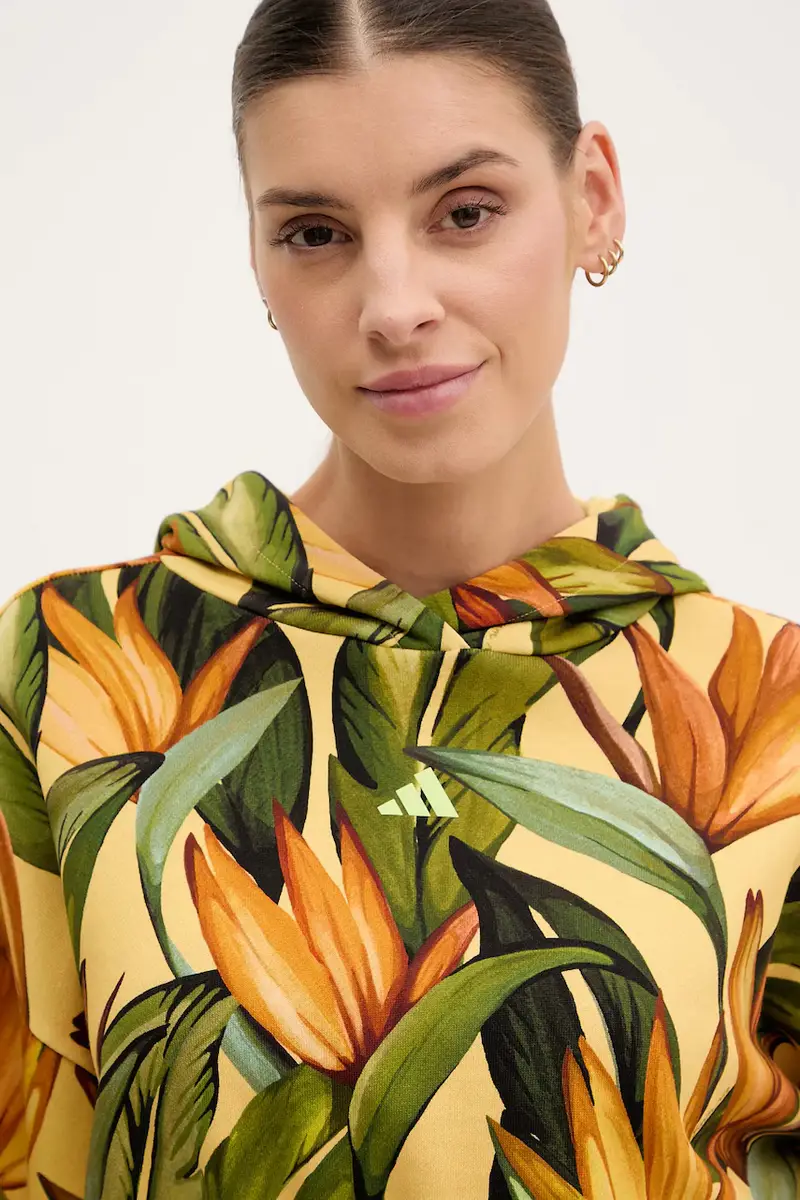 felpa in cotone x Farm Rio donna colore giallo con cappuccio JD6282 miniatura 4