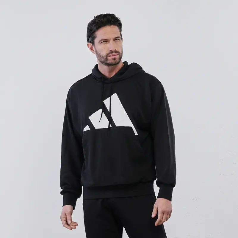 Felpa nera sportiva da uomo con maxi logo