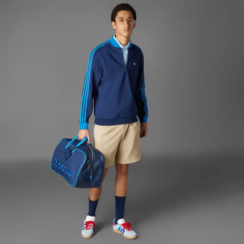 Felpa Originals 3-Stripes 1/4 Zip Night Indigo miniatura 3