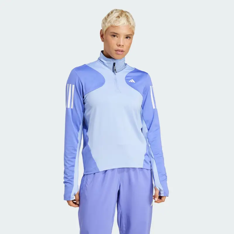 Felpa Own the Run Base Long Sleeve AEROREADY | Adidas Blu