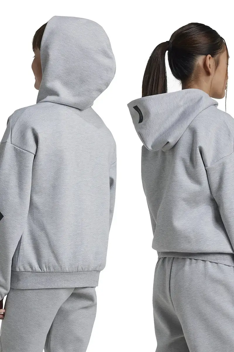 felpa per bambini J Z.N.E.FZ colore grigio con cappuccio JI7548 miniatura 5