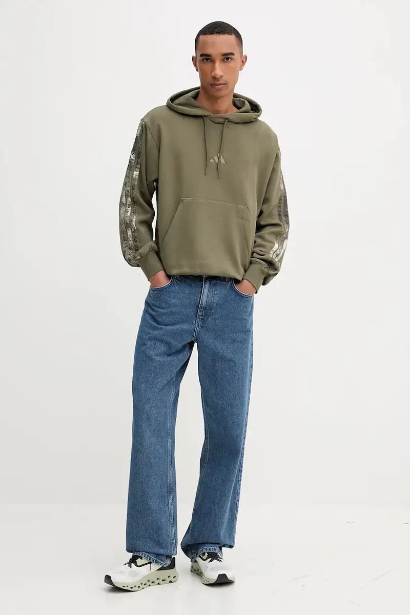 felpa Seasonal AOP uomo colore verde con cappuccio JM1723 miniatura 2