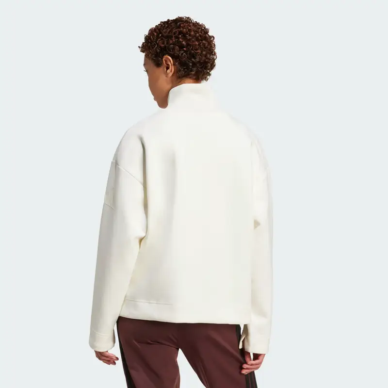 Felpa Soft Lux con zip da Â¼ Off White miniatura 2