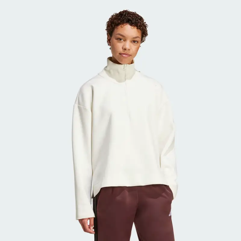 Felpa Soft Lux con zip da Â¼ Off White miniatura 3