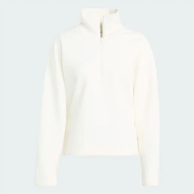 Felpa Soft Lux con zip da Â¼ Off White miniatura 4