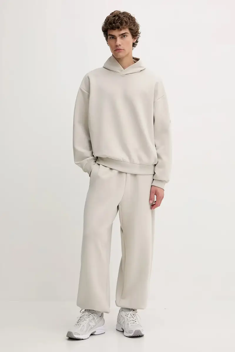 felpa Soft Lux uomo colore beige con cappuccio KB8088 miniatura 2